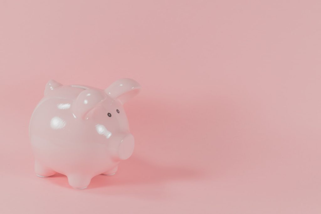 Pink ceramic piggy bank