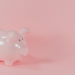 Pink ceramic piggy bank