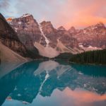 Mountain reflection on body of water